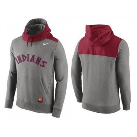 Men's Cleveland indians Nike Gray Cooperstown Collection Hybrid Pullover Hoodie