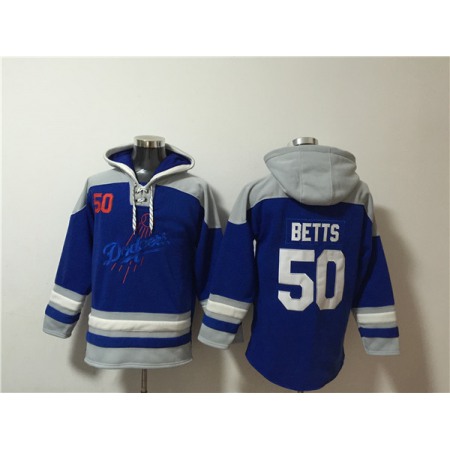 Men's Los Angeles Dodgers #50 Mookie Betts Blue Ageless Must-Have Lace-Up Pullover Hoodie