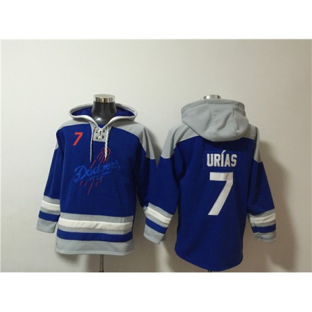 Men's Los Angeles Dodgers #7 Julio Urias Blue Ageless Must-Have Lace-Up Pullover Hoodie