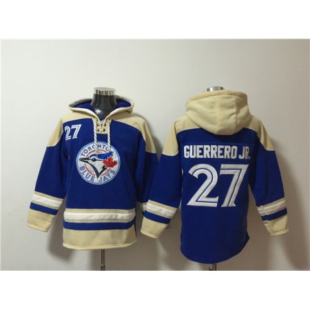 Men's Toronto Blue Jays #27 Vladimir Guerrero Jr. Royal Ageless Must-Have Lace-Up Pullover Hoodie