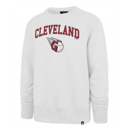 Men's Cleveland Guardians White Pullover Sweatshirt