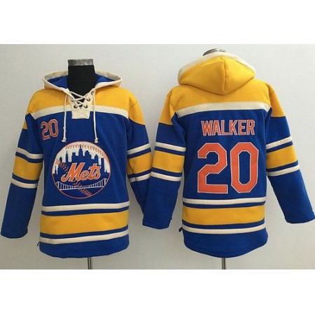 Mets #20 Neil Walker Blue Sawyer Hooded Sweatshirt MLB Hoodie
