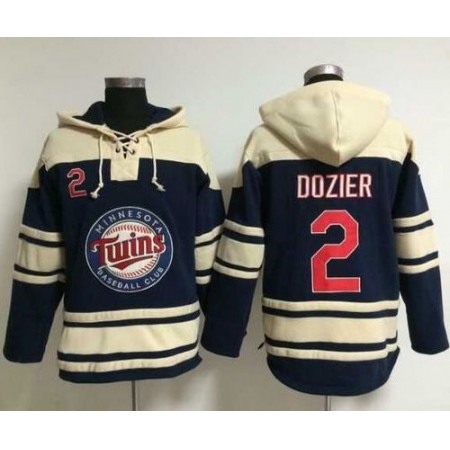 Twins #2 Brian Dozier Navy Blue Sawyer Hooded Sweatshirt MLB Hoodie