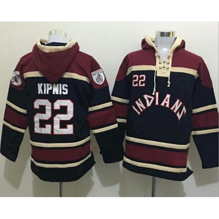 indians #22 Jason Kipnis Black Sawyer Hooded Sweatshirt MLB Hoodie