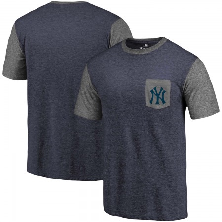 Men's New York Yankees Fanatics Branded Navy-Heathered Gray Refresh Pocket T-Shirt