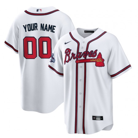 Men's Atlanta Braves Customized 2021 White World Series Champions Cool Base Stitched Jersey