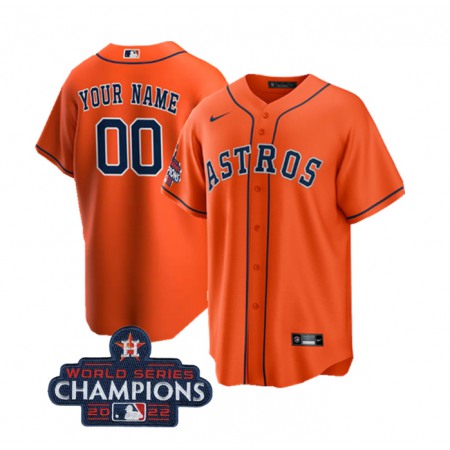 Men's Houston Astros Customized Orange 2022 World Series Champions Cool Base Stitched Baseball Jersey