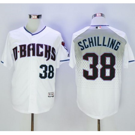 Diamondbacks #38 Curt Schilling White/Capri New Cool Base Stitched MLB Jersey