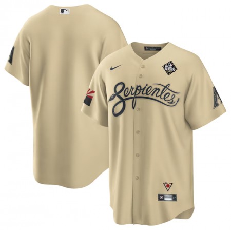 Men's Arizona Diamondbacks Blank Cream 2023 World Series City Connect Cool Base Stitched Baseball Jersey