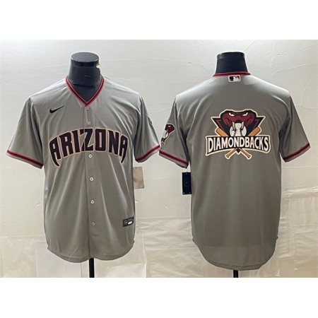 Men's Arizona Diamondbacks Grey Team Big Logo Cool Base Stitched Baseball Jersey