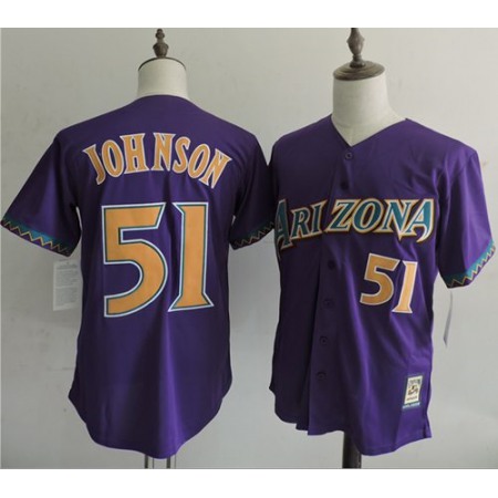 Mitchell And Ness Diamondbacks #51 Randy Johnson Purple Throwback Stitched MLB Jersey