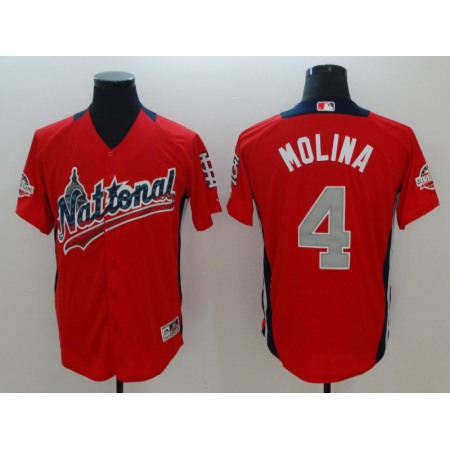 National League #4 Yadier Molina Red 2018 MLB All-Star Game Home Run Derby Jersey