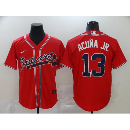 Men's Atlanta Braves #13 Ronald Acuna Jr Red Cool Base Stitched MLB Jersey