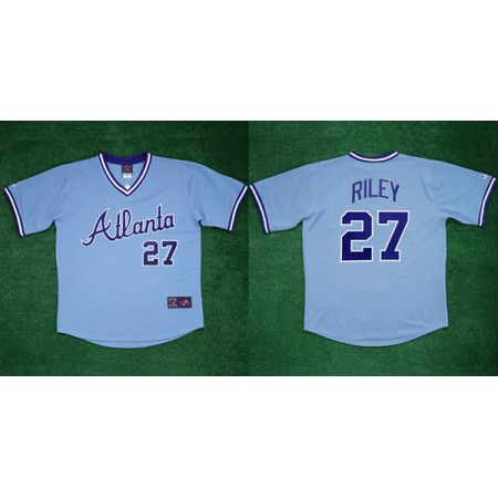 Men's Atlanta Braves #27 Austin Riley 1982 White Cool Base Stitched Baseball Jersey