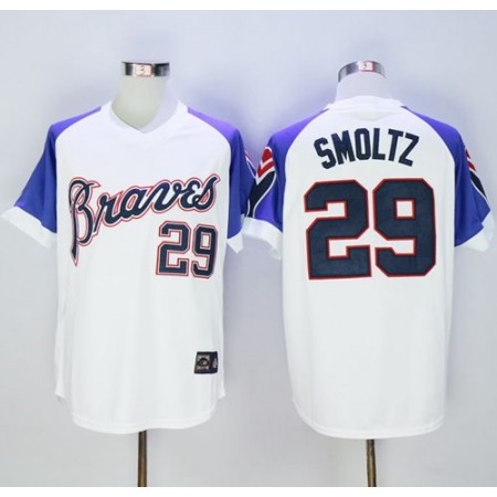 Mitchell And Ness 1973 Braves #29 John Smoltz White Throwback Stitched MLB Jersey