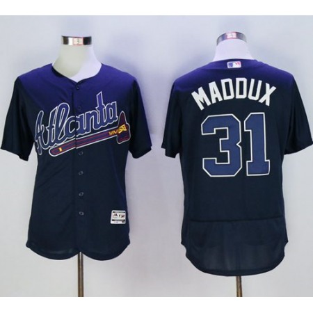 Braves #31 Greg Maddux Navy Blue Flexbase Authentic Collection Stitched MLB Jersey