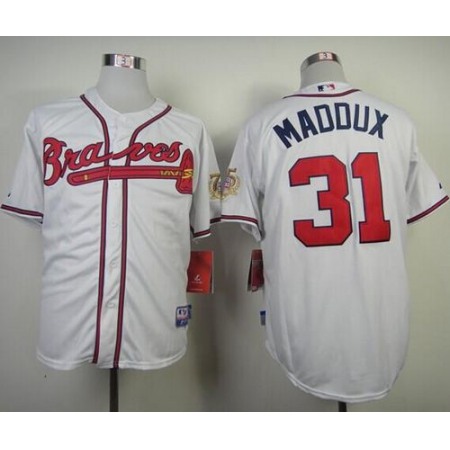 Braves #31 Greg Maddux White Cool Base Stitched MLB Jersey