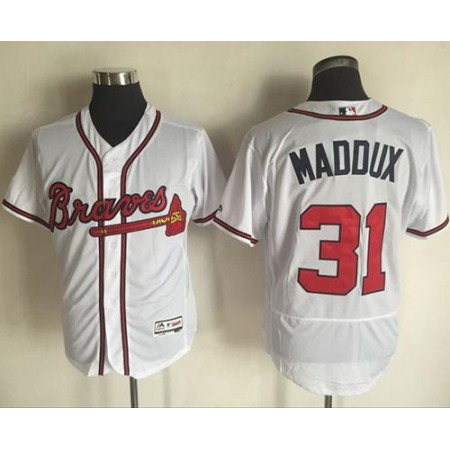 Braves #31 Greg Maddux White Flexbase Authentic Collection Stitched MLB Jersey