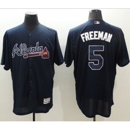 Braves #5 Freddie Freeman Navy Blue Flexbase Authentic Collection Stitched MLB Jersey