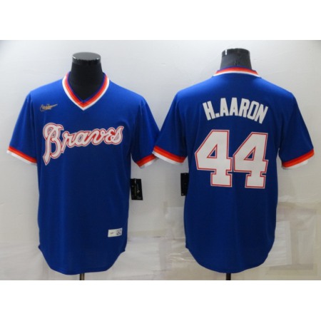 Men's Atlanta Braves #44 Hank Aaron Royal Cool Base Stitched Jersey