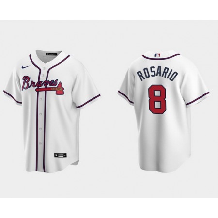 Men's Atlanta Braves #8 Eddie Rosario White Cool Base Stitched Jersey