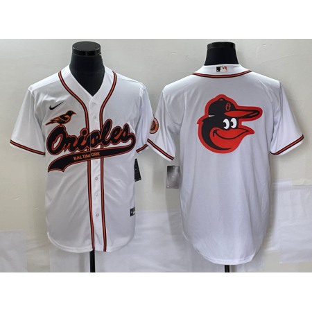 Men's Baltimore Orioles White Team Big Logo Cool Base Stitched Jersey