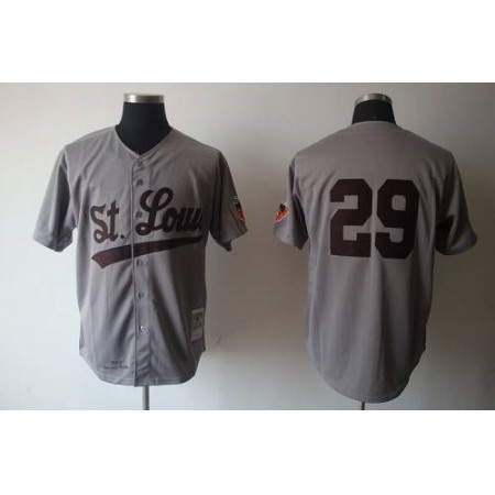 Mitchell And Ness 1953 Browns #29 Satchel Paige Grey Stitched MLB Jersey