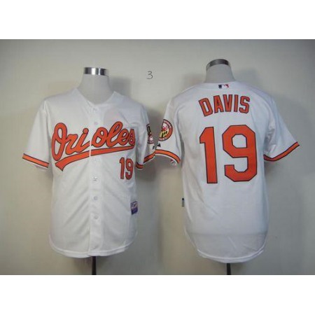 Orioles #19 Chris Davis White Cool Base Stitched MLB Jersey
