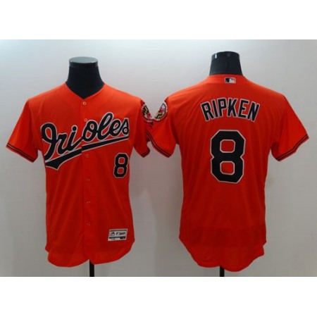Orioles #8 Cal Ripken Orange Flexbase Authentic Collection Stitched MLB Jersey
