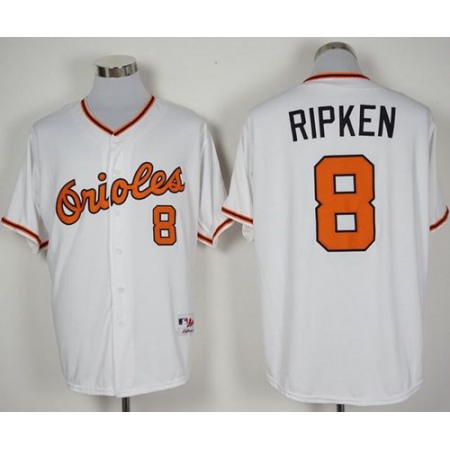 Orioles #8 Cal Ripken White 1966 Turn Back The Clock Stitched MLB Jersey