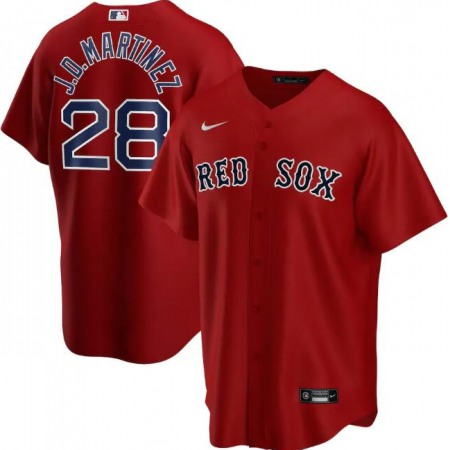 Men's Boston Red Sox #28 J.D. Martinez Red Cool Base Stitched Jersey