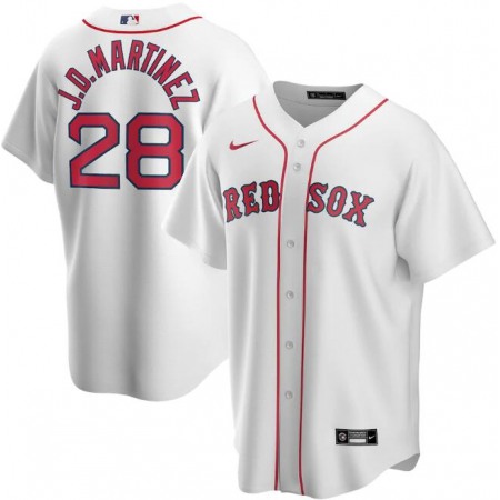 Men's Boston Red Sox #28 J.D. Martinez White Cool Base Stitched Jersey