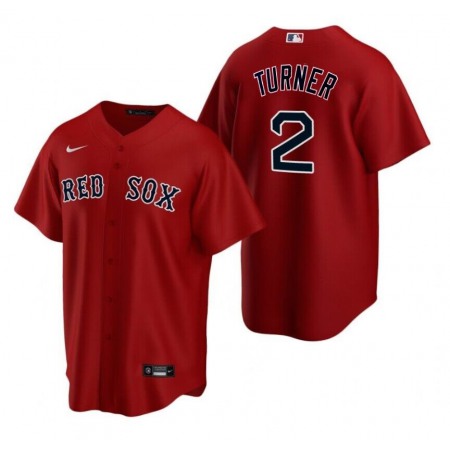 Men's Boston Red Sox #2 Justin Turner Red Cool Base Stitched Baseball Jersey