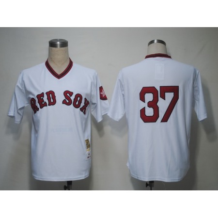 Mitchell and Ness Red Sox #37 Bill Lee White Stitched Throwback MLB Jersey