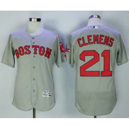 Red Sox #21 Roger Clemens Grey Flexbase Authentic Collection Stitched MLB Jersey