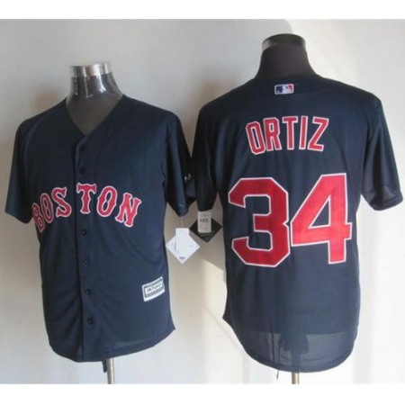 Red Sox #34 David Ortiz Navy Blue New Cool Base Stitched MLB Jersey