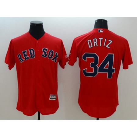 Red Sox #34 David Ortiz Red Flexbase Authentic Collection Stitched MLB Jersey