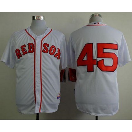 Red Sox #45 Pedro Martinez White Cool Base Stitched MLB Jersey