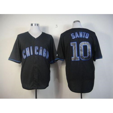Cubs #10 Ron Santo Black Fashion Stitched MLB Jersey