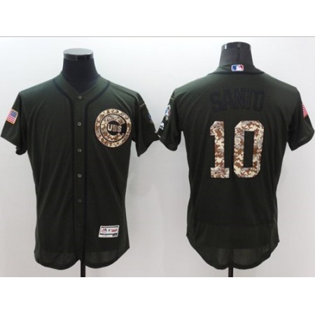 Cubs #10 Ron Santo Green Flexbase Authentic Collection Salute to Service Stitched MLB Jersey