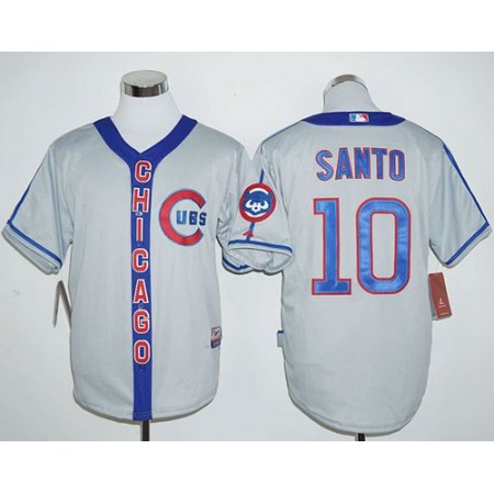Cubs #10 Ron Santo Grey Cooperstown Stitched MLB Jersey
