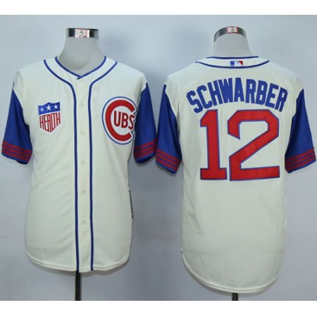 Cubs #12 Kyle Schwarber Cream/Blue 1942 Turn Back The Clock Stitched MLB Jersey
