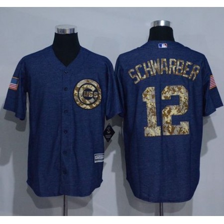 Cubs #12 Kyle Schwarber Denim Blue Salute to Service Stitched MLB Jersey