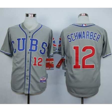 Cubs #12 Kyle Schwarber Grey Cool Base Stitched MLB Jersey