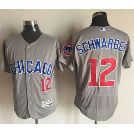 Cubs #12 Kyle Schwarber Grey Flexbase Authentic Collection Road Stitched MLB Jersey