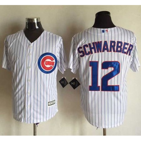Cubs #12 Kyle Schwarber New White Strip Cool Base Stitched MLB Jersey