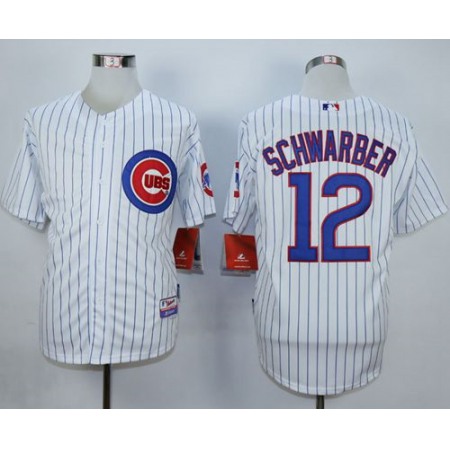 Cubs #12 Kyle Schwarber White Strip Cool Base Stitched MLB Jersey