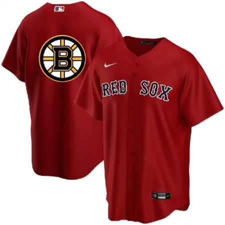 Men's Boston Red Sox & Bruins Red Cool Base Stitched Baseball Jersey