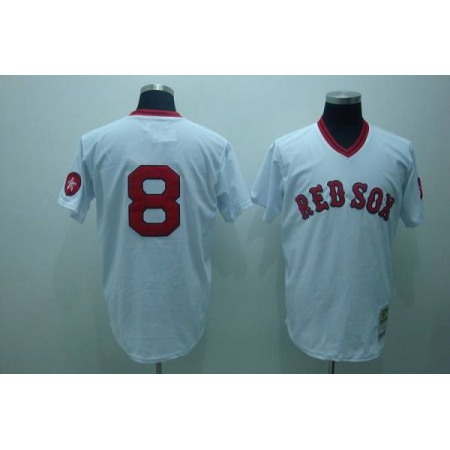 Mitchell and Ness Red Sox #8 Carl Yastrzemski Stitched White Throwback MLB Jersey