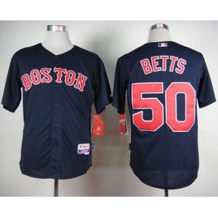 Red Sox #50 Mookie Betts Dark Blue Cool Base Stitched MLB Jersey